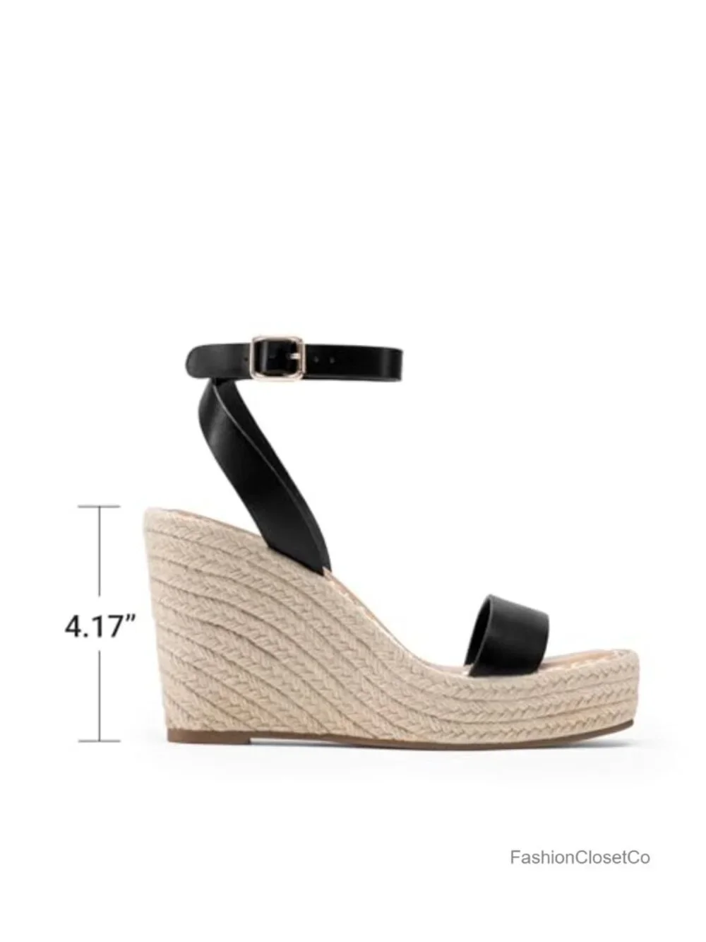 Open Toe Platform Sandals Adjustable Buckle Ankle Strap Espadrille Wooden